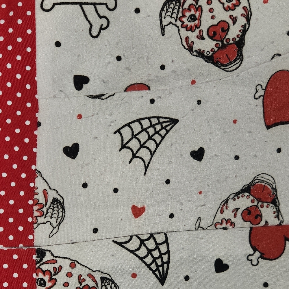 White & Red Heart Skeleton Print Fit-and-Flare Dress - Picture 9 of 9